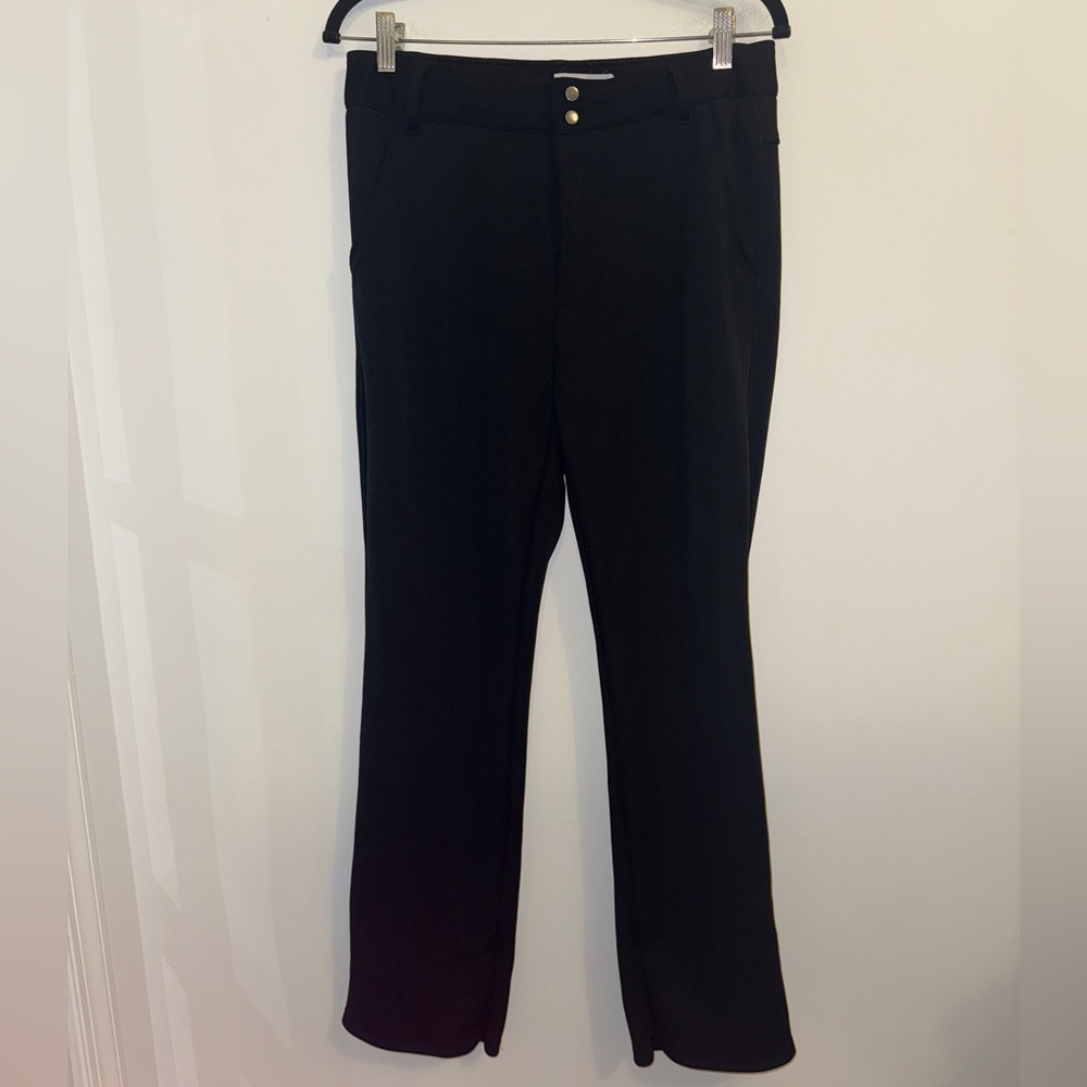 Anthropologie Black Slim Boot Pants with Ankle Zippers | Stretch Dress Trouser M - Picture 3 of 13